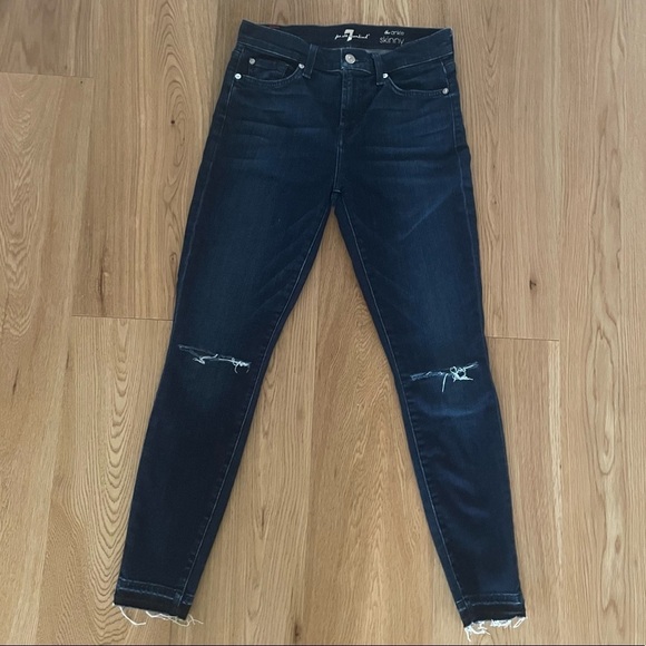 NWOT 7 for all mankind the ankle skinny Dark Brisbane - 26 - Picture 2 of 10